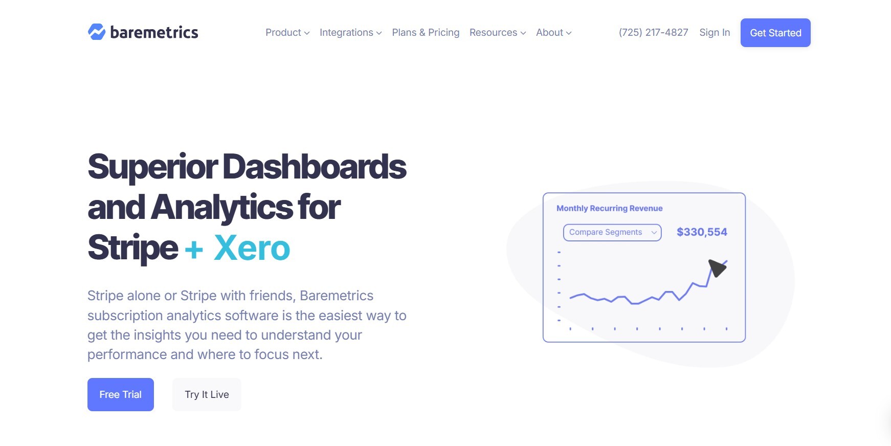 Baremetrics homepage