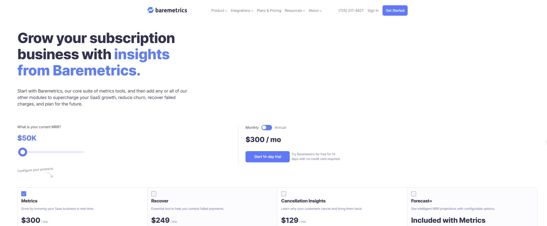 Baremetrics pricing