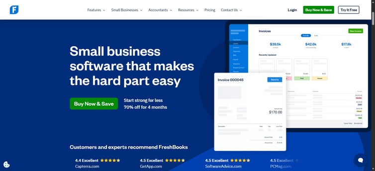 FreshBooks homepage