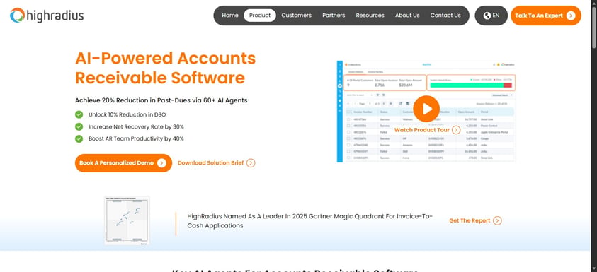 HighRadius homepage