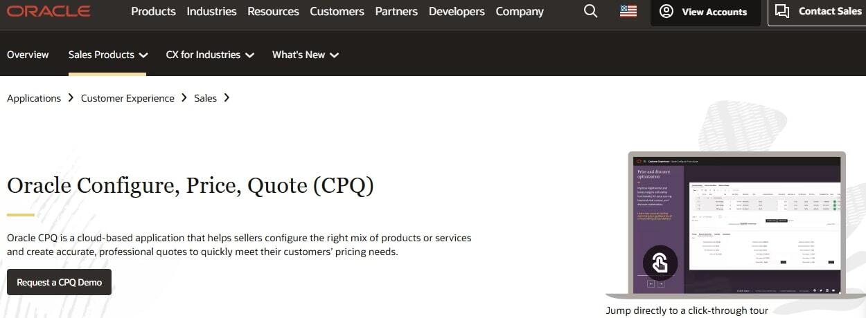Oracle CPQ Home Page