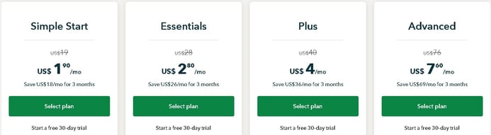 QuickBooks pricing