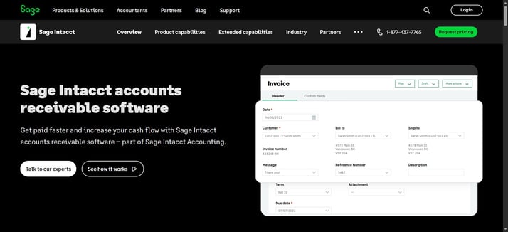 Sage Intacct homepage