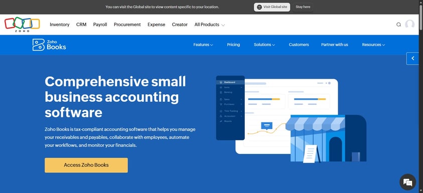 Zoho Books homepage
