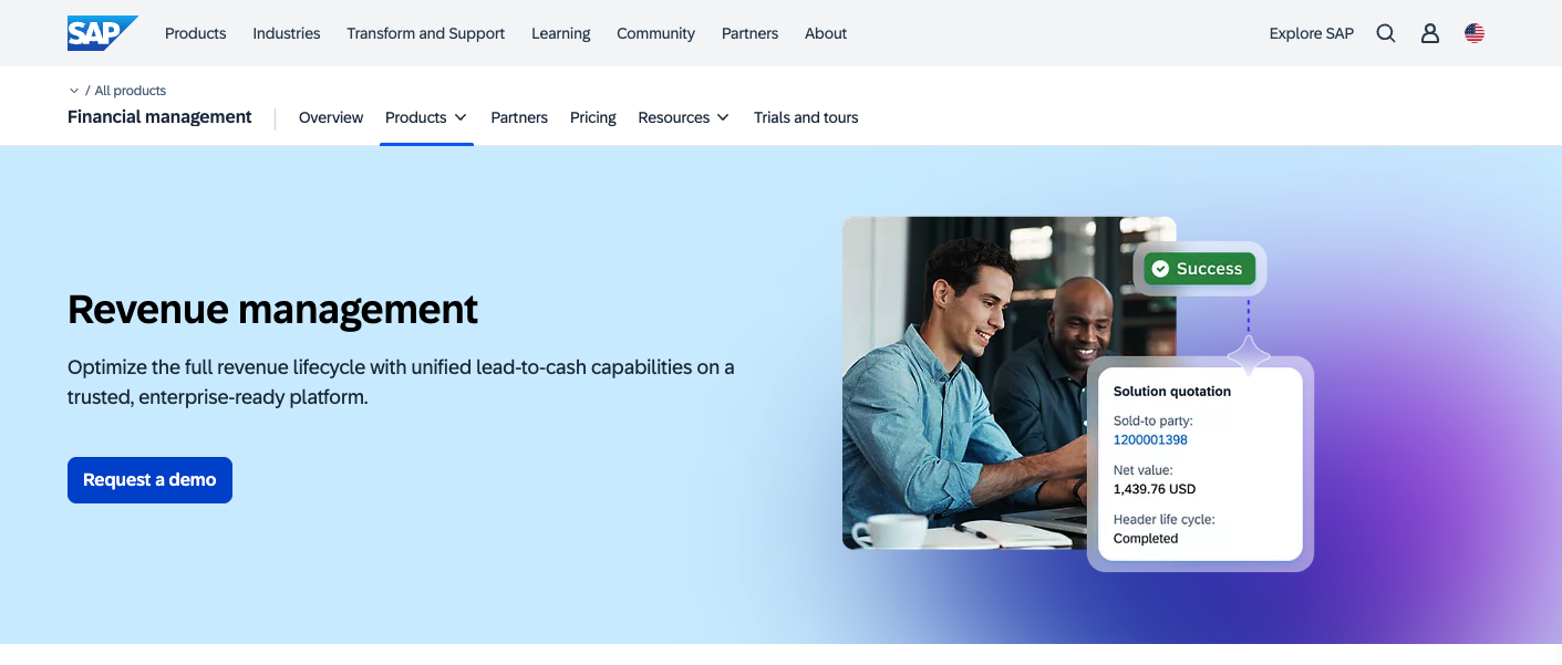 SAP Revenue Management Homepage