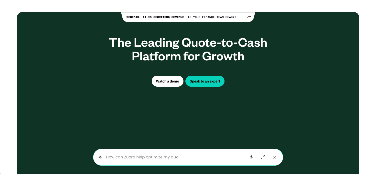Zuora homepage